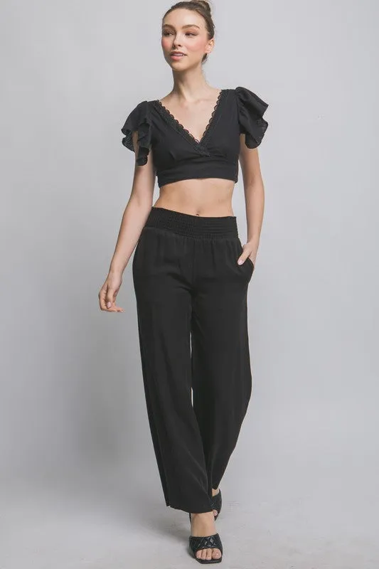 Smocked High Waisted Pant