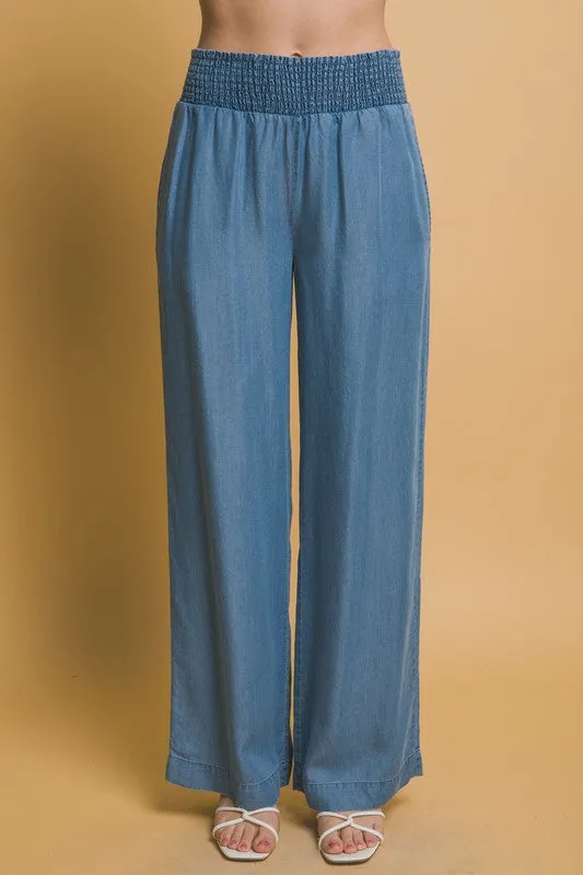 Smocked High Waisted Pant