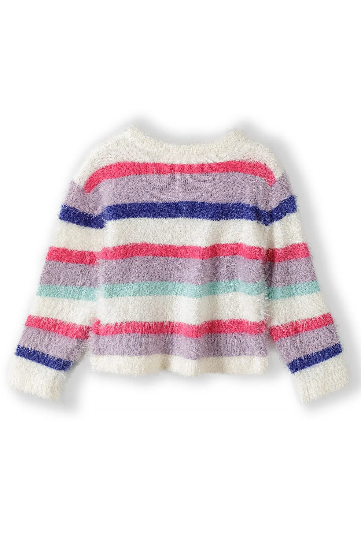 Striped Eyelash Fluffy Knit Jumper