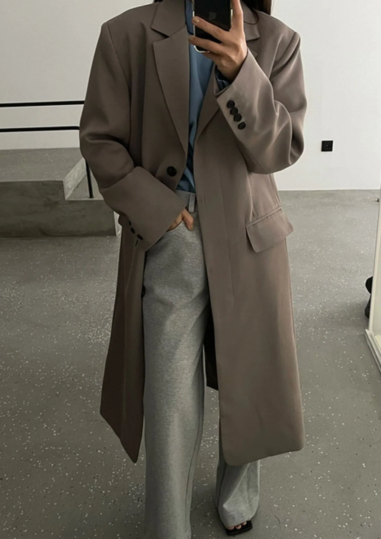 Structured Long Coat in Brown