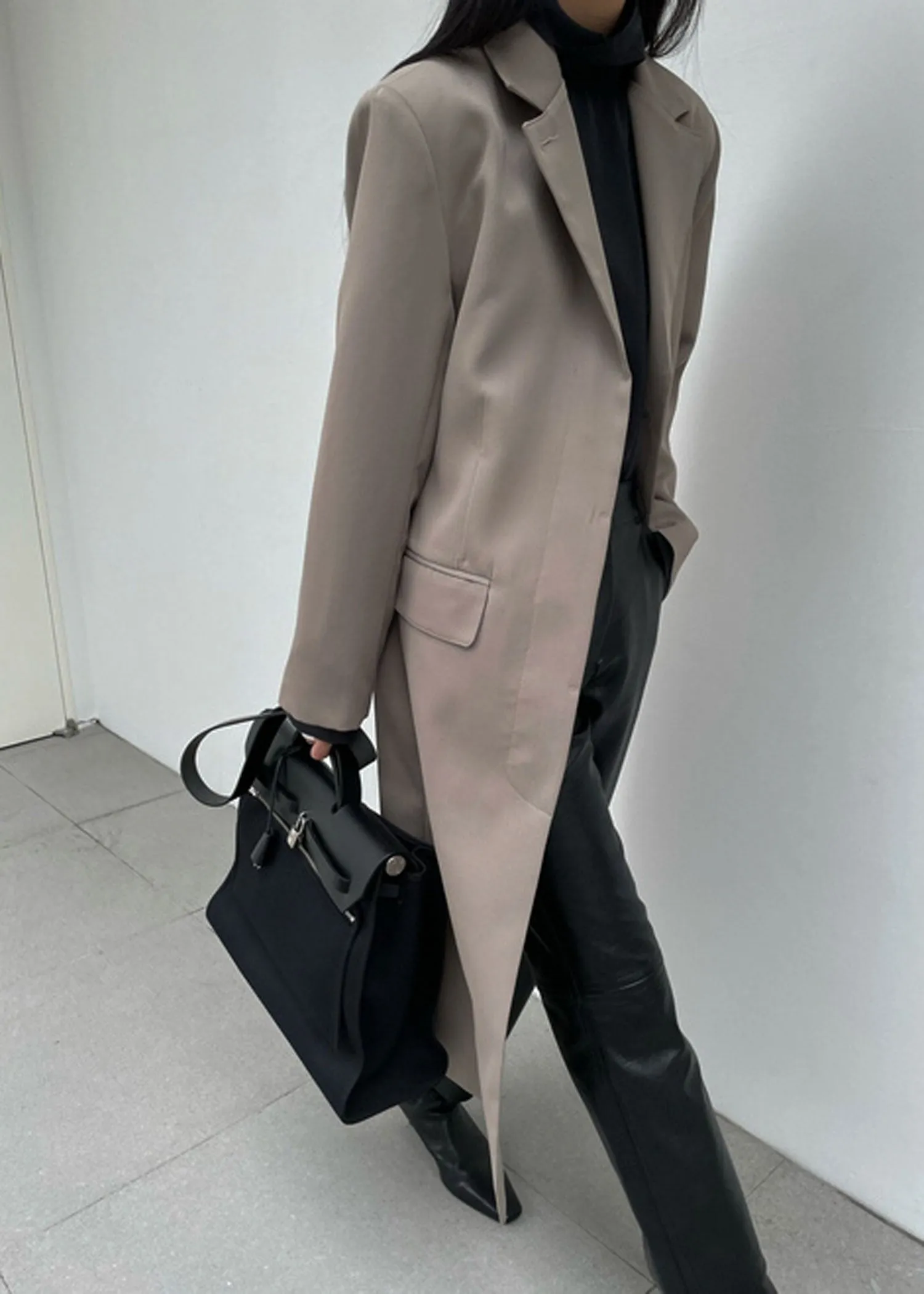Structured Long Coat in Brown