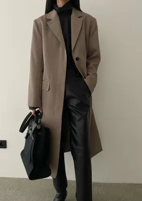 Structured Long Coat in Brown