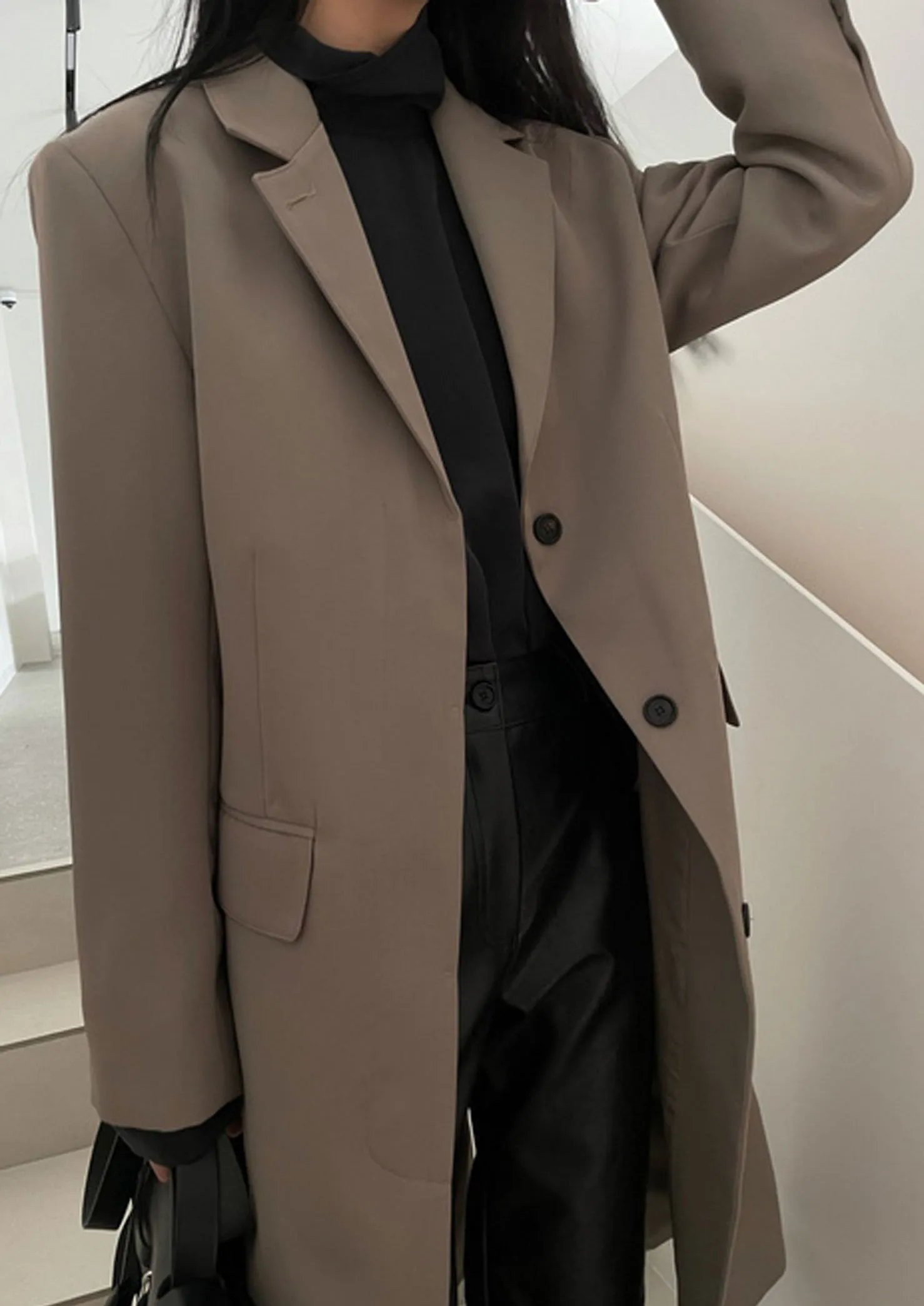 Structured Long Coat in Brown