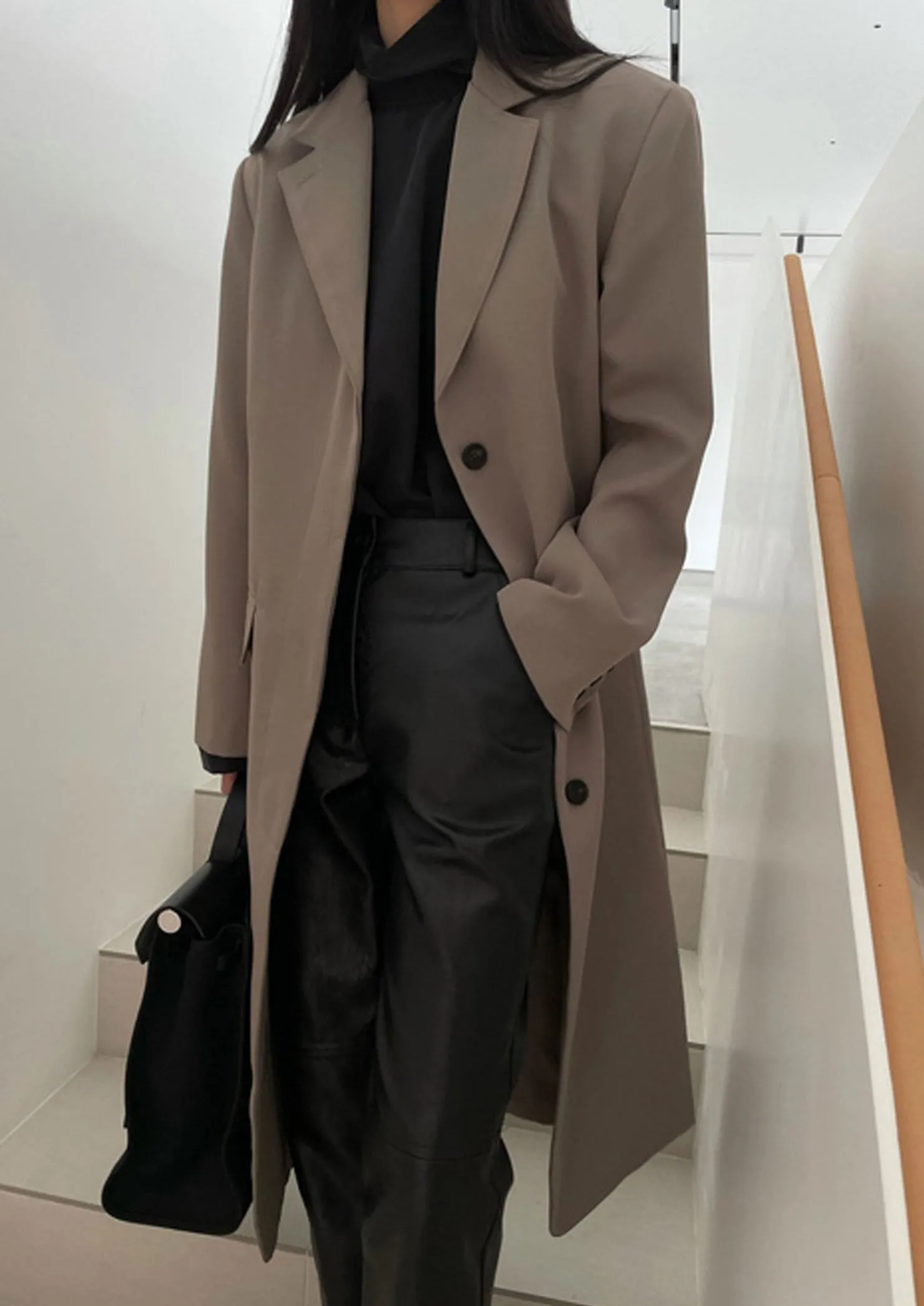 Structured Long Coat in Brown