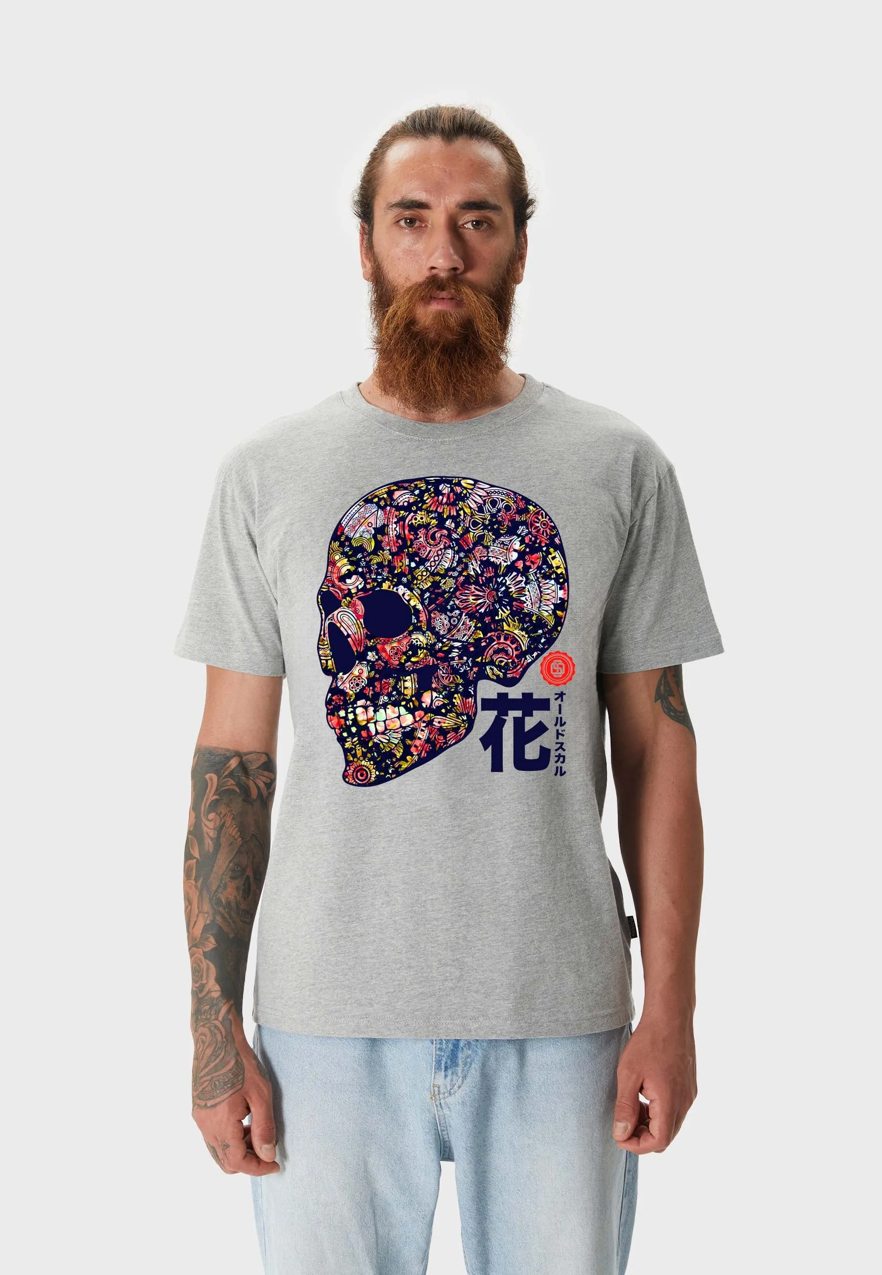 Sugar Skull T-Shirt Heather Grey