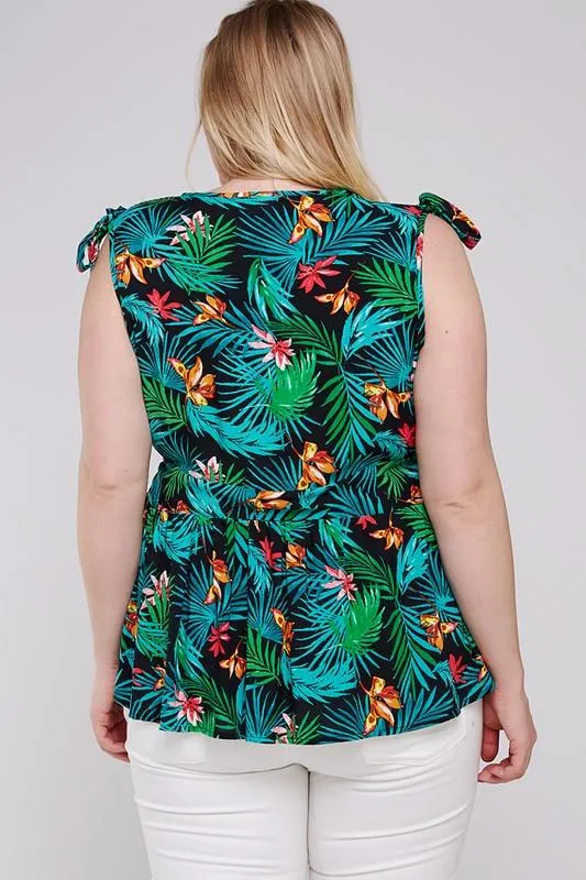 Tropical Open Top W/Shoulder Tie